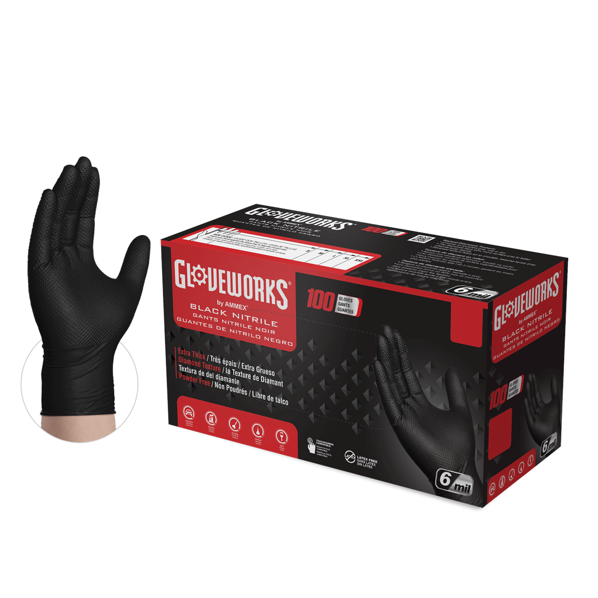 Gloveworks Gloves Heavy Duty Black Nitrile XL