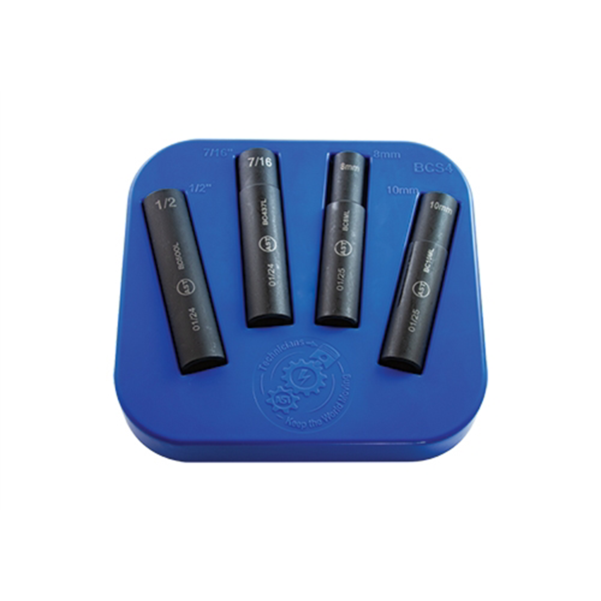 Assenmacher 3/8 Inch Drive 6 Point Hex Band Hose Clamp Impact Socket Set - 4 Piece