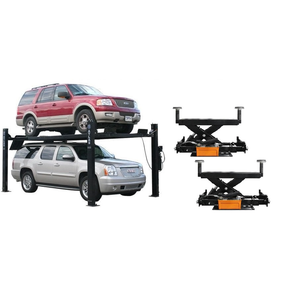 Atlas Equipment PRO9000 4 Post Lift + RJ6 Rolling Jacks Combo