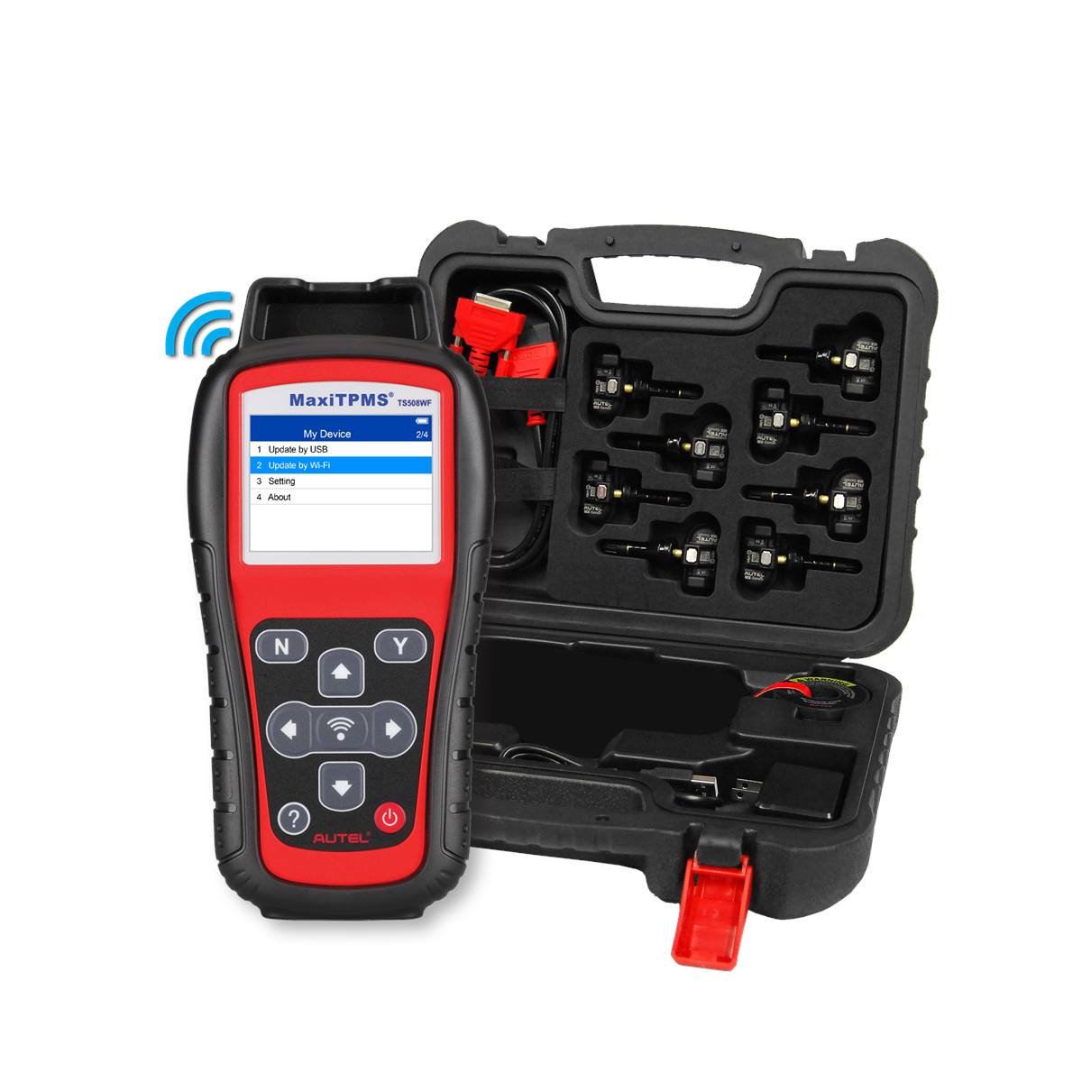 Autel TS508WFK-1 Kit: TS508WF Tool, (8) 1-Sensors : The TS508WFK-1 Kit includes one TS508WF Tool and (8) 1-Sensors