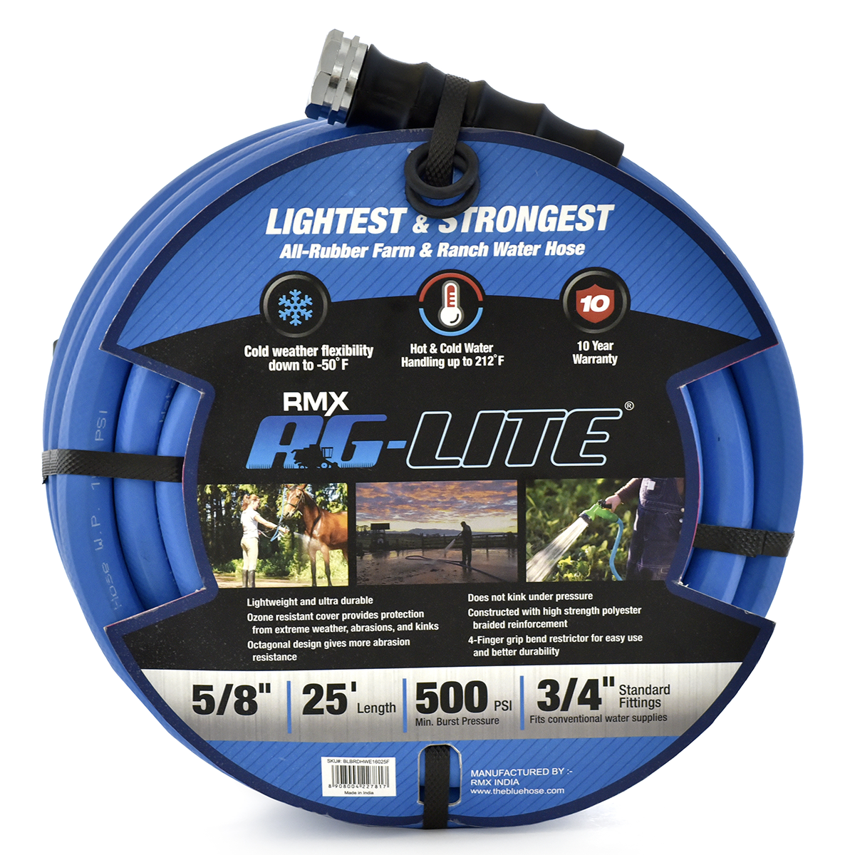 BluBird AG - Lite Rubber Water Hose Assembly 5/8" x 25'
