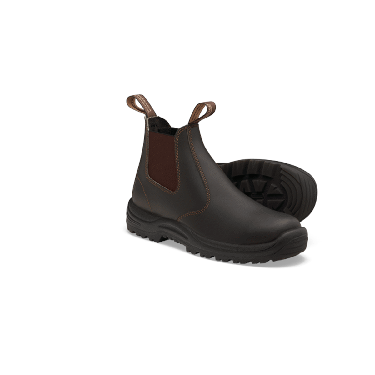 Blundstone Soft Toe Elastic Side Slip-on Boot, Water Resistant, Kick Guard, Stout Brown, AU size 8.5, US size 9.5