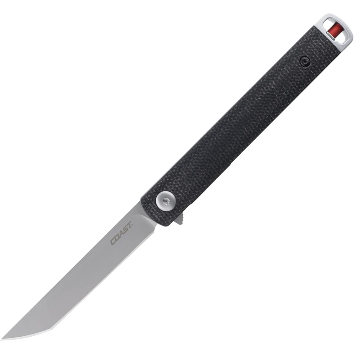 COAST Products LX500 1919 Founders Series Select Assisted Open Titanium Nitride Coated 9Cr18Mov Tanto Blade LInen Mircarta Handle with Frame Lock Folding Pocket Knife - Black