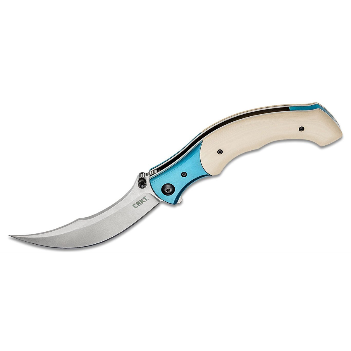 CRKT (Columbia River Knife) Ritual 12C27 Satin Plain Blade Assisted Folding Knife with Liner Lock Micarta w/Stainless Steel Bolster Handle - Ivory