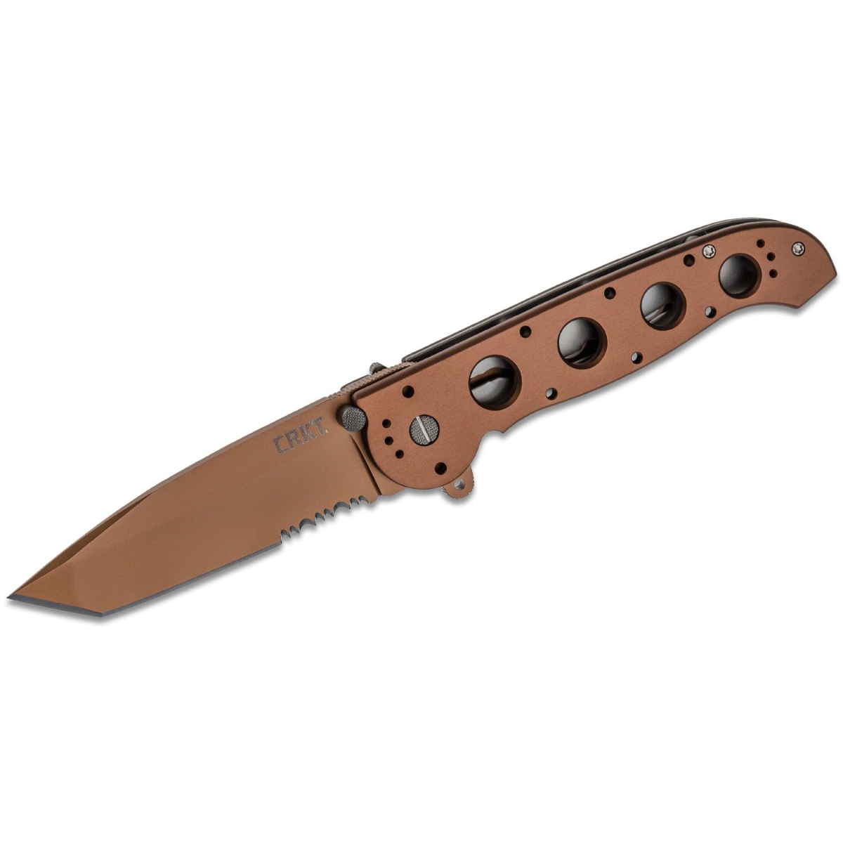 CRKT (Columbia River Knife) M16-14D AUS 8 Titanium Nitride Triple Point Serrationswith Blade Folding Knife with Liner Lock Aluminum Handle - Cooper
