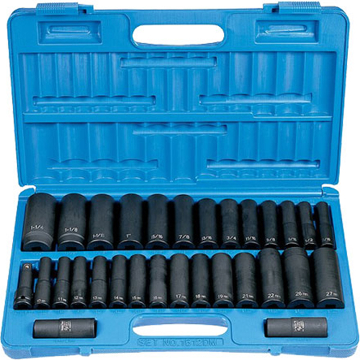 Grey Pneumatic 1/2" Drive 30 Piece SAE & Metric Deep Set