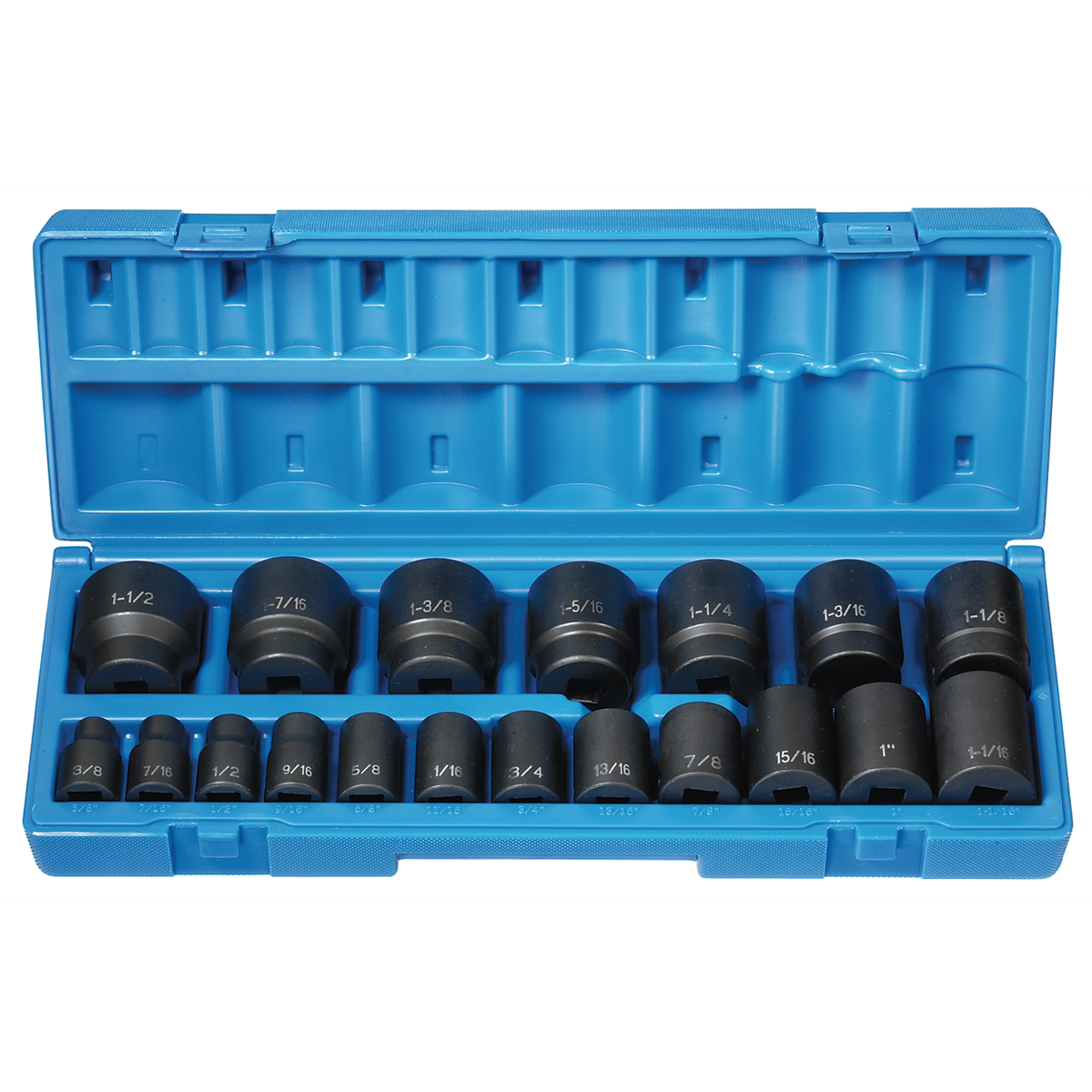 Grey Pneumatic 1/2" Drive 19 Piece Standard Length FractionalSet - 12 Point