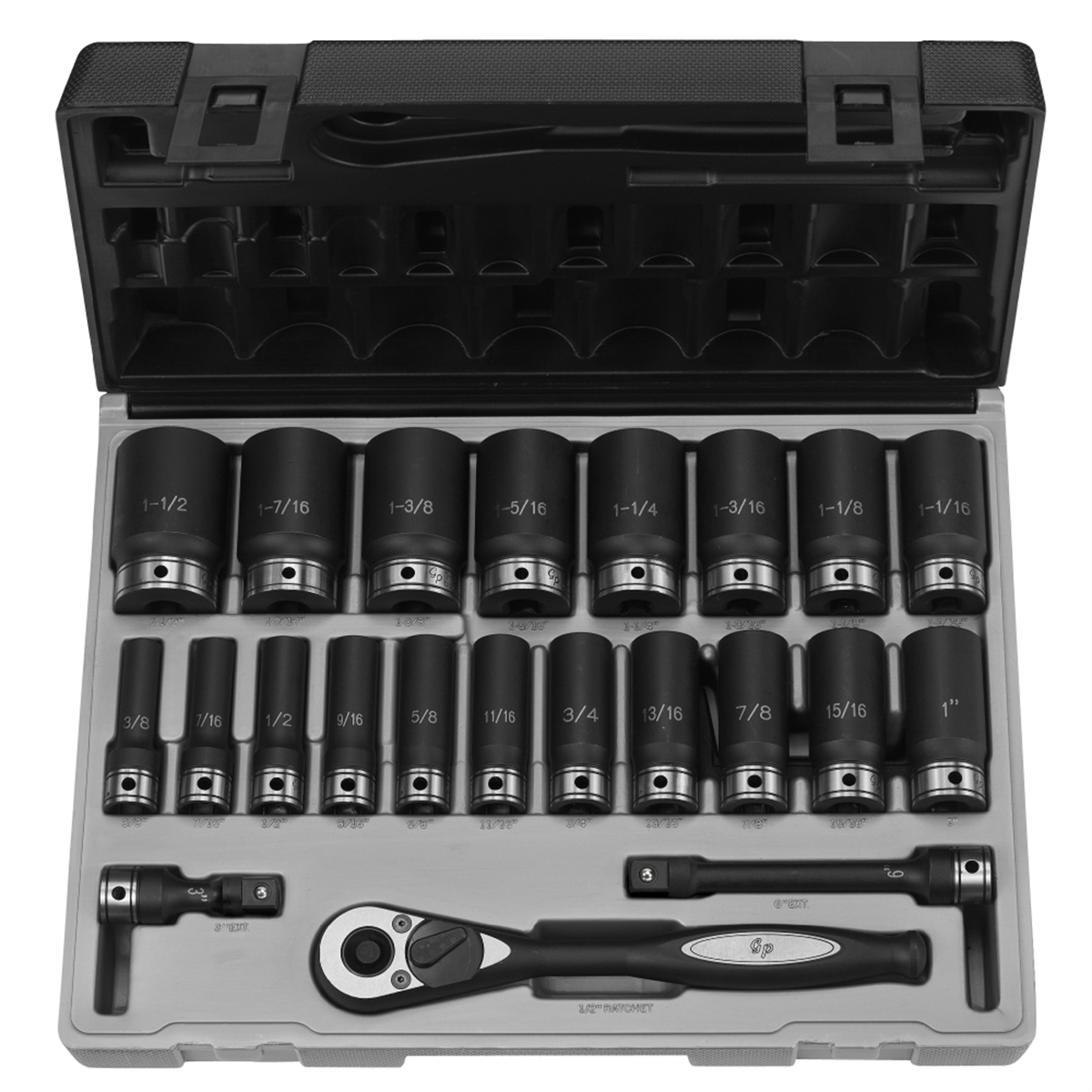 Grey Pneumatic 1/2" Drive 22 Piece Fractional Deep Duo-Socket Set - 6 Point