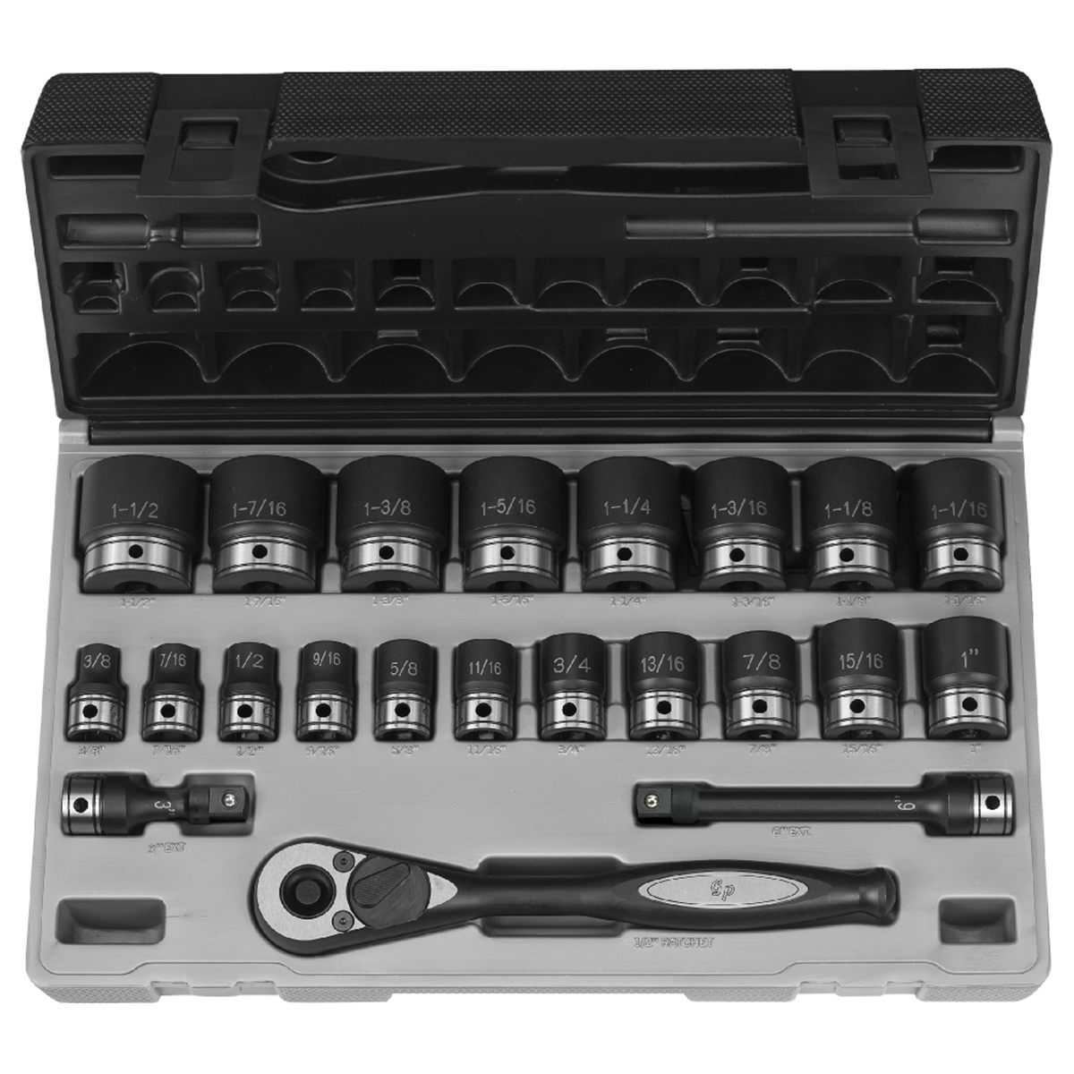 Grey Pneumatic 1/2" Drive 22 Piece Fractional Duo-Socket Set - 6 Point