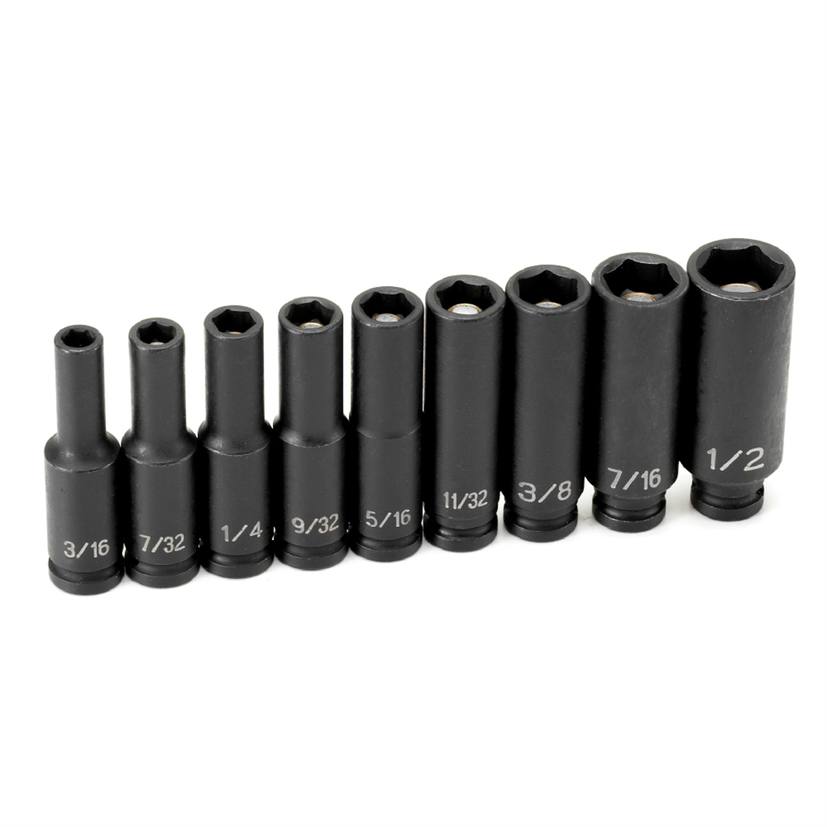 Grey Pneumatic 1/4" Drive 9 Piece Deep Magnetic Impact Socket Set