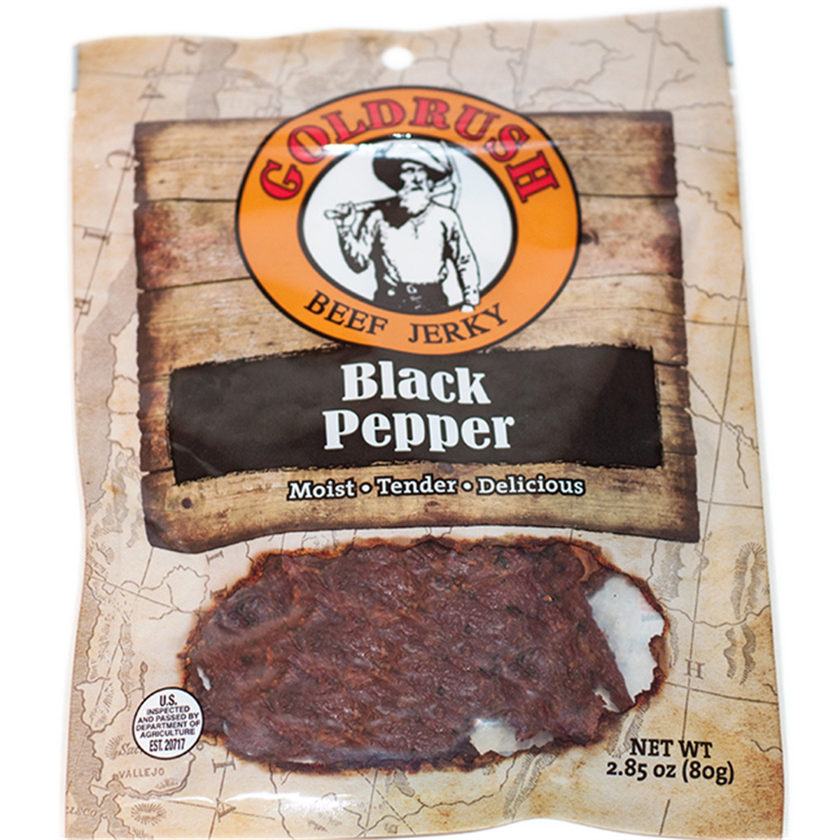 Gold Rush Jerky Black Peppered 2.85 oz. Beef Jerky - 12 Count (3 lbs.)