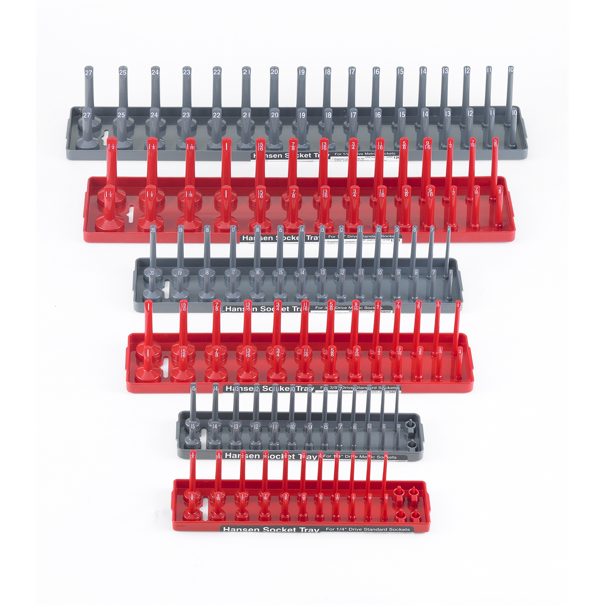 Hansen Global Soc Tray 6-Pack Assortment, Red/Gray