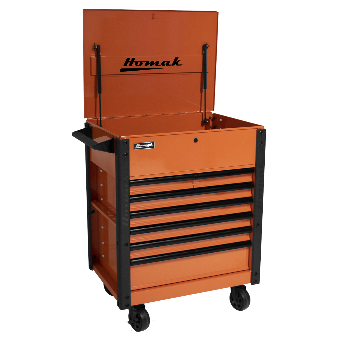 Homak Manufacturing 35 in. Pro Series 7-Drawer Service Cart, Orange