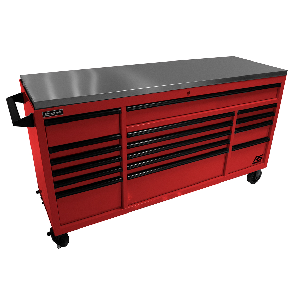 Homak Manufacturing 72 Inch RS Pro Roller Cabinet Stainless Steel Top - Fury Red