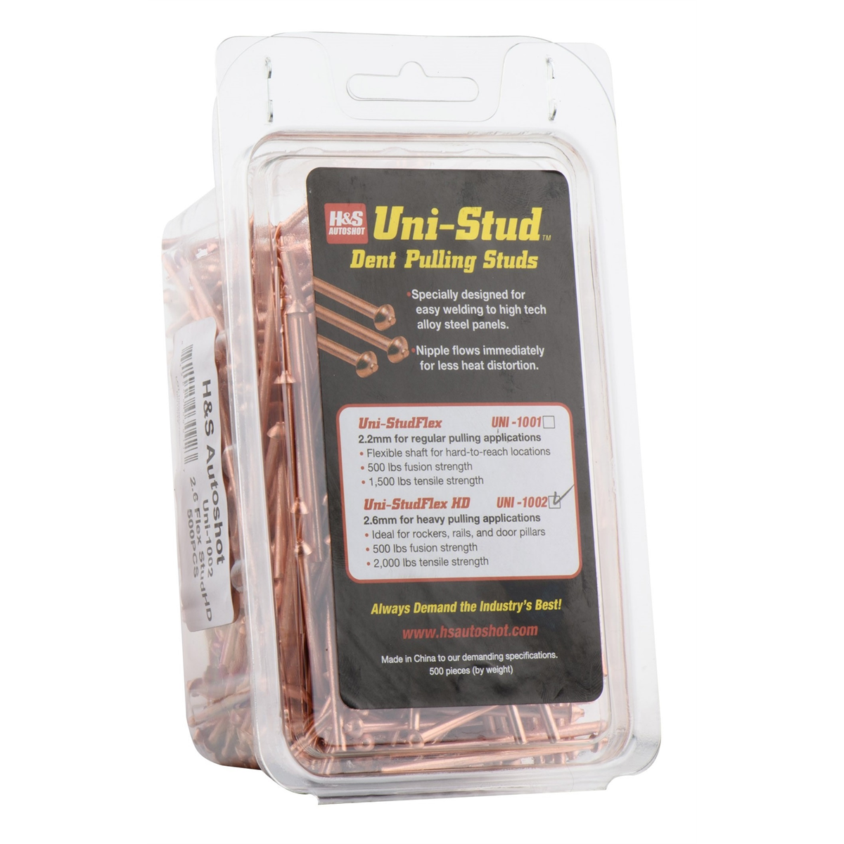 H&S AutoShot UNI-1002 Studs 2.6mm Heavy-Duty Steel Copper-Flash Annealed (500-Pack) .