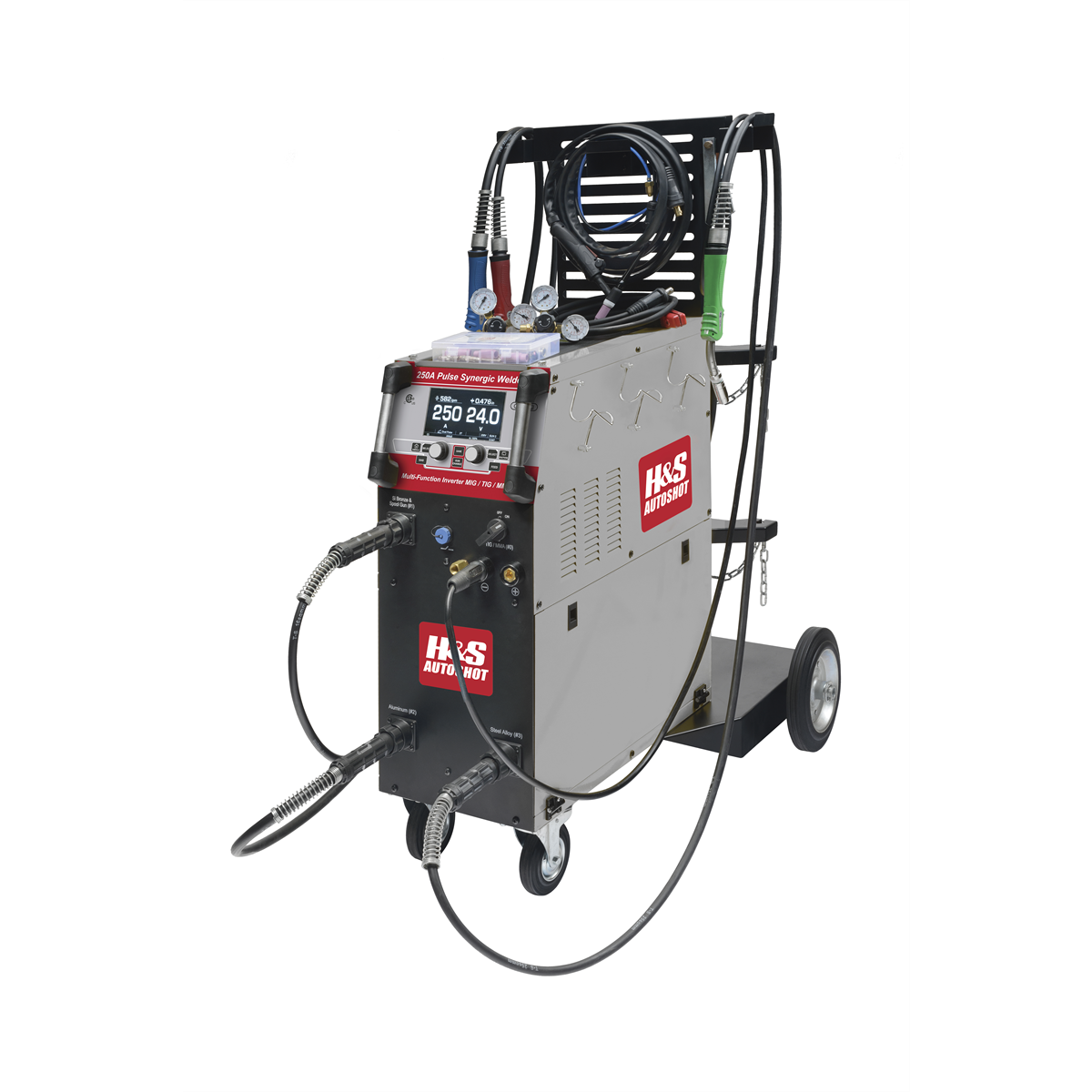 H&S AutoShot HSW-6550 Pulse MIG Welder 250 Amp with 42 Synergic MIG Programs and 3-Torch Drives