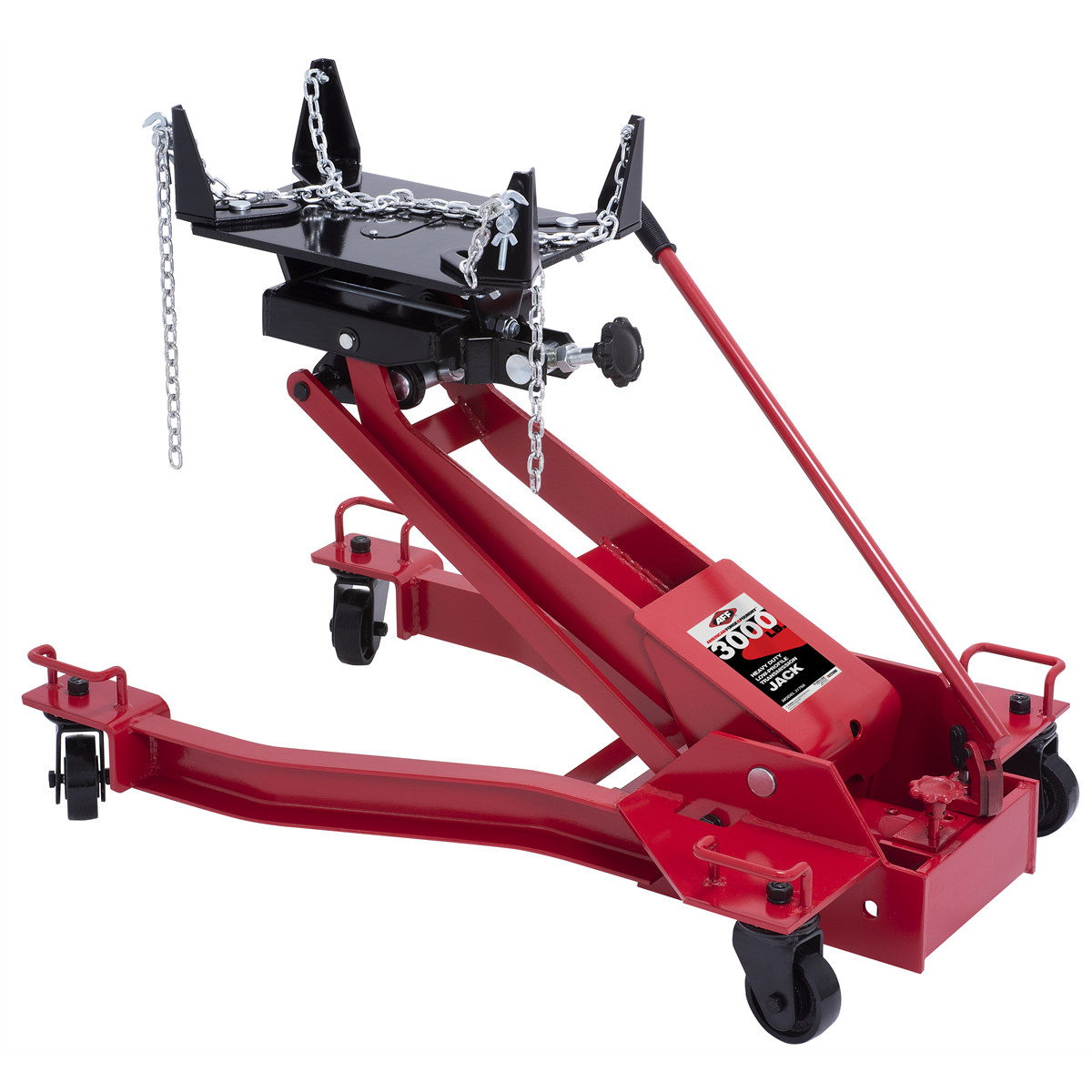American Forge & Foundry Transmission Jack - Hydraulic - Floor Style - Low Profile Wishbone Style - 3,000 Lbs. Capacity - 6.5" Min H to 31.7" High H - Manual Hand Pump - Heavy Duty