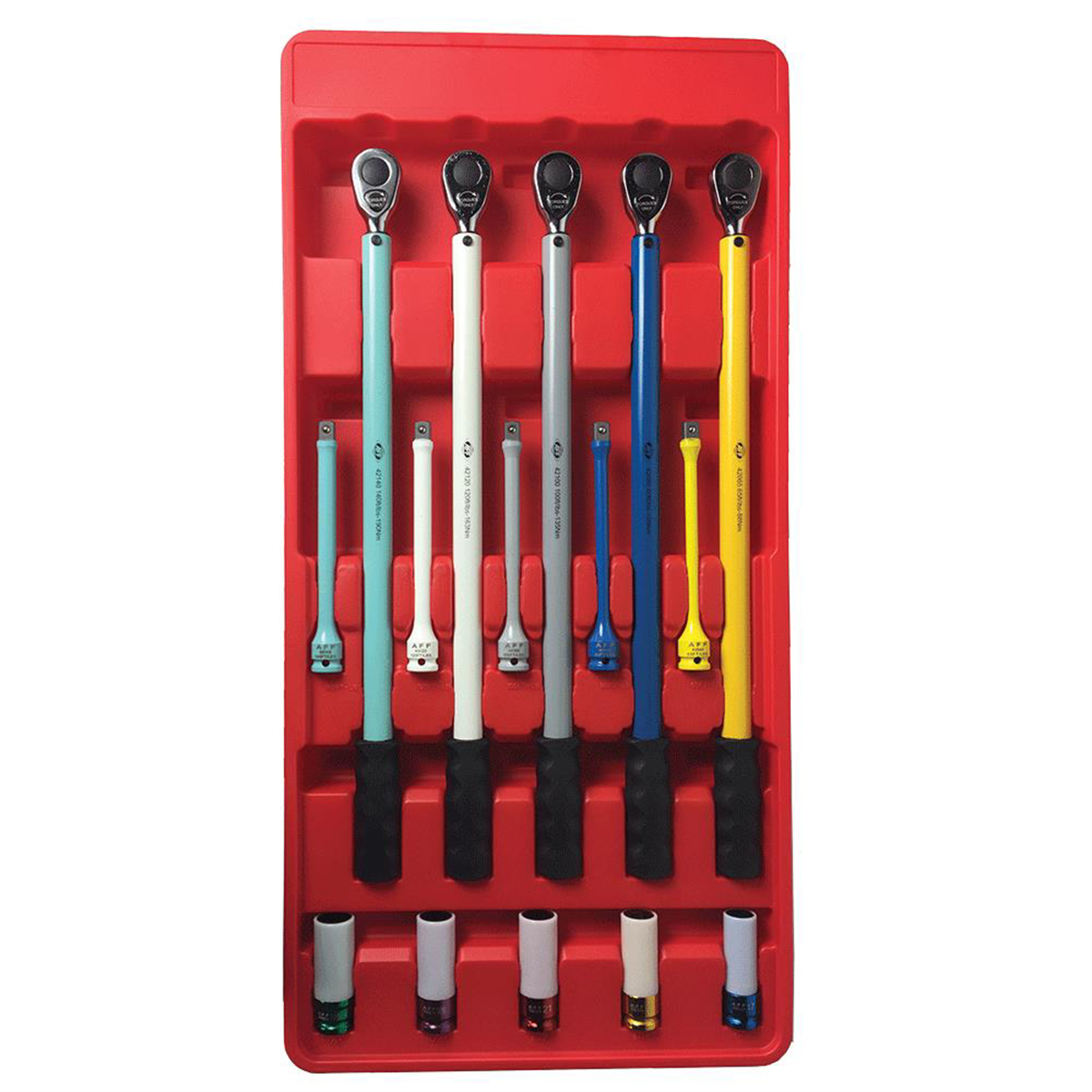 American Forge & Foundry Master Tire Service Kit - 1/2" Drive - 15 Pc. Includes 65,100,120,120 & 140 Ft/Lbs Preset Torque Wrenches - 65,80,100,120,140 Ft/Lbs Torque Limiting Extensions - 17mm,19mm(3/4"),21mm,13/16",22mm(7/8") Mag Wheel Sockets
