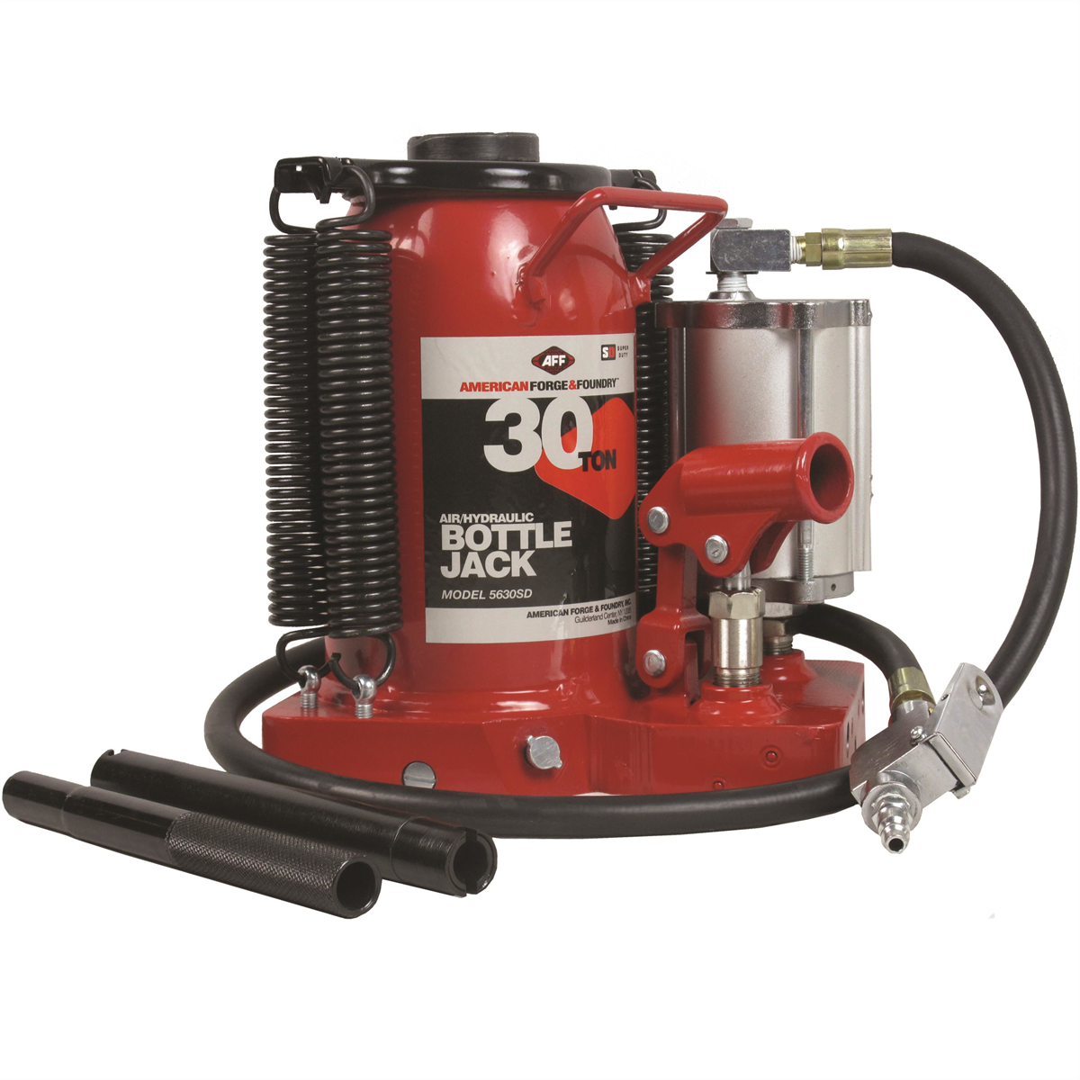 American Forge & Foundry Bottle Jack - 30 Ton Capacity - Air/Manual - SUPER DUTY