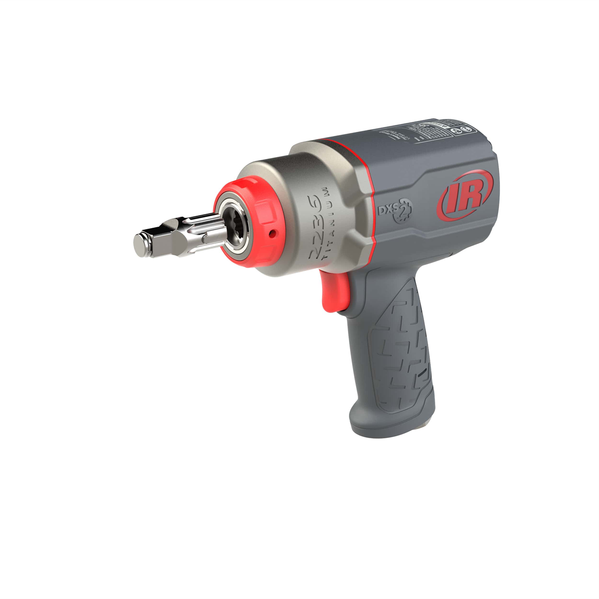 Ingersoll Rand DXS2 1/2 Inch Air Impact Wrench, 2 Inch Extended Anvil, Quiet, 1500 ft-lb Torque, Titanium Hammercase, Friction Ring Retainer, Pistol Grip
