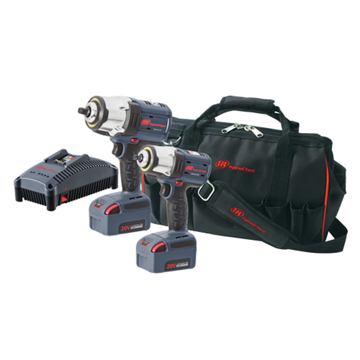 Ingersoll Rand 20V Impact Combo Kit, W7152 1/2” Cordless Impact Wrench, W5133 3/8” Cordless Impact Wrench, 2 Batteries and Charger