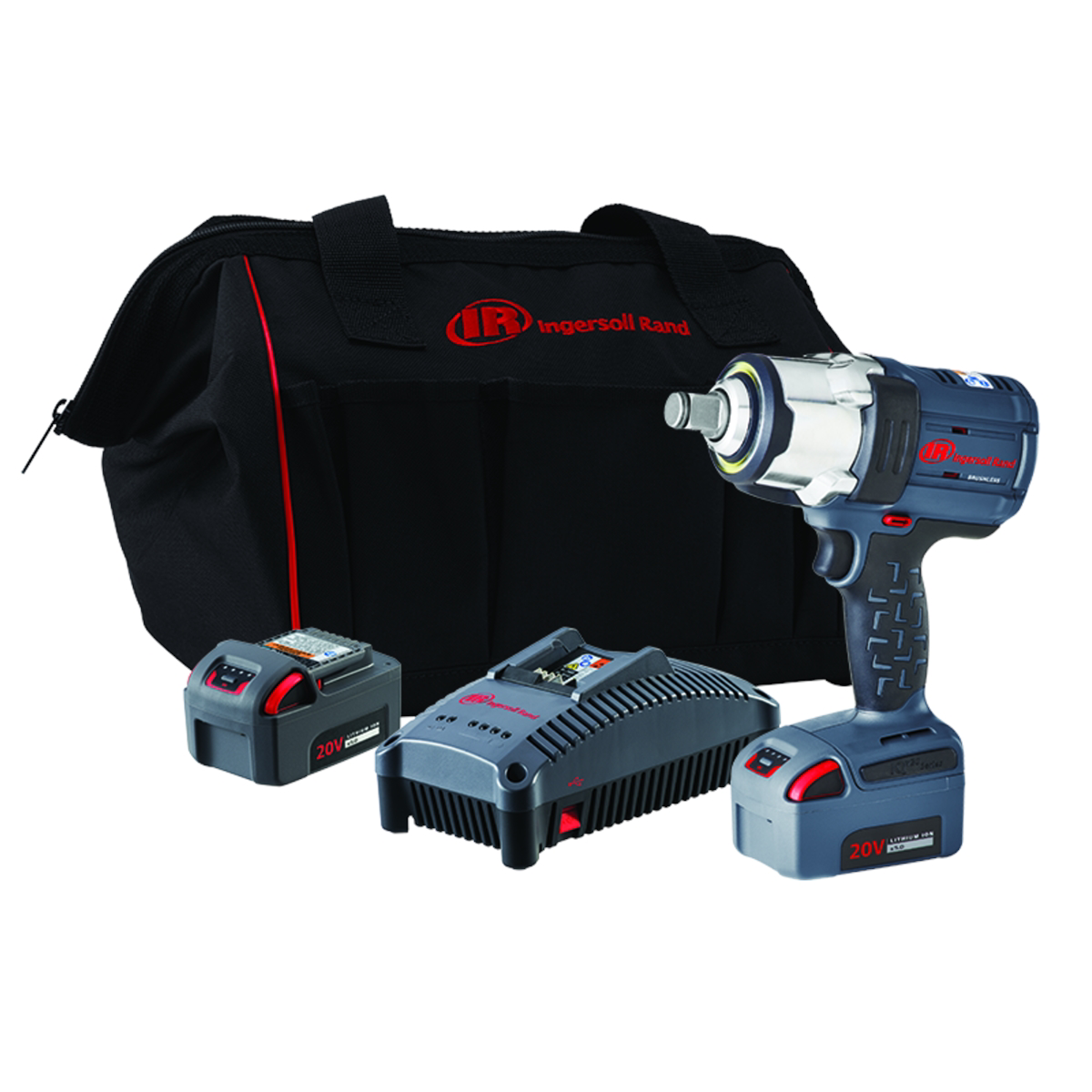 Ingersoll Rand 20V High-torque 3/4" Cordless Impact Wrench Kit, 1500 ft-lbs Nut-busting Torque, 2 Batteries and Charger