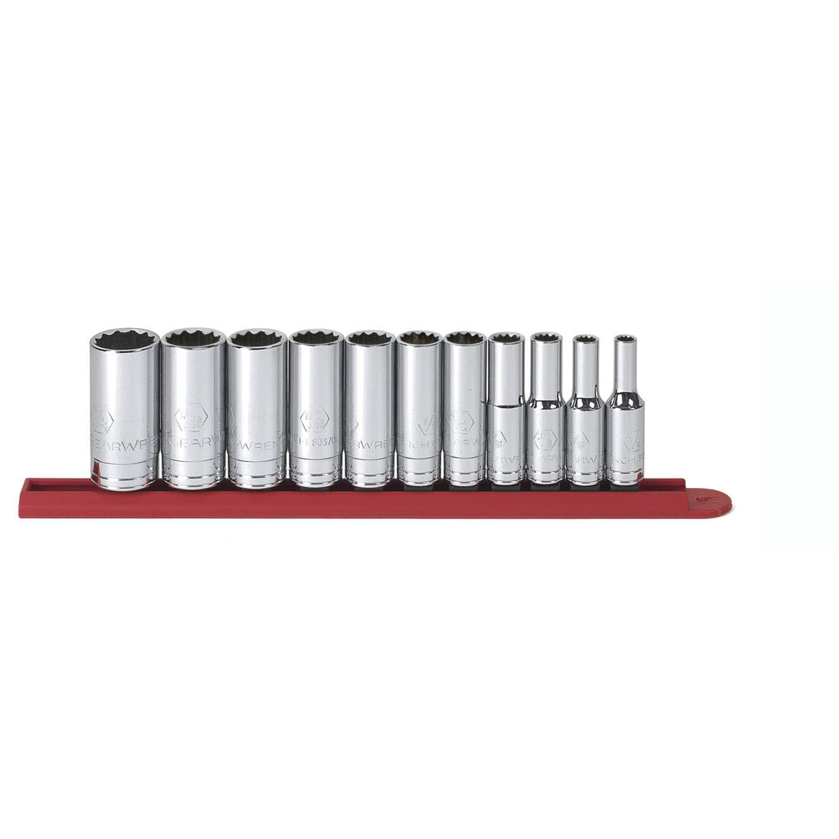 GearWrench 11 Piece 3/8 Inch Drive 12 Point Deep SAE Socket Set