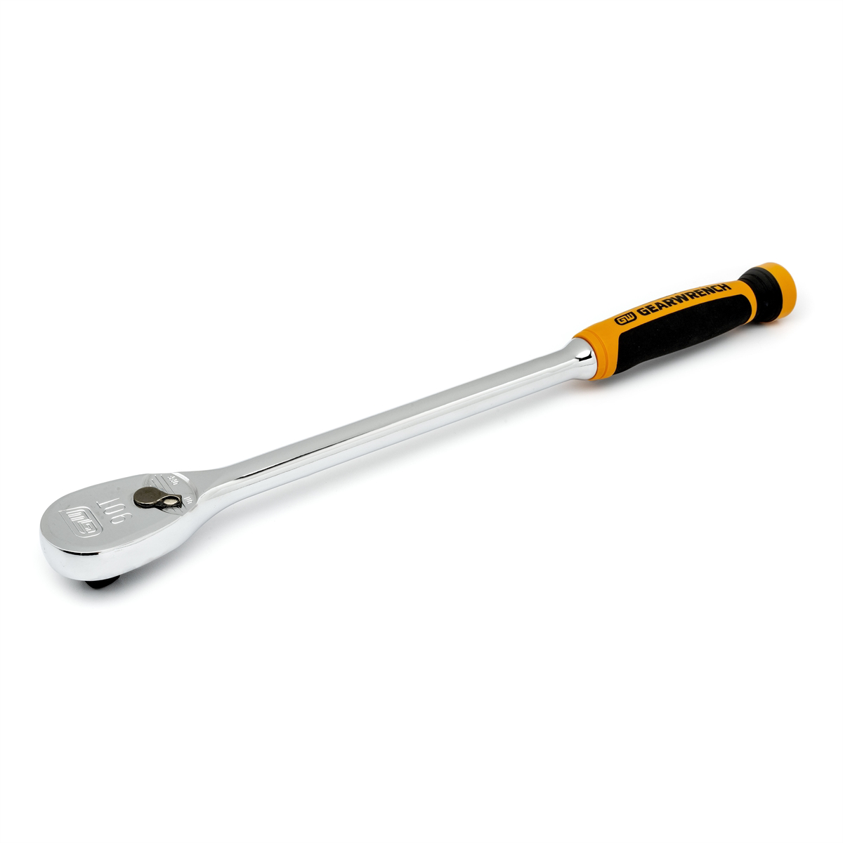 GearWrench 1/2 Inch Drive 90-Tooth Long Handle Dual Material Teardrop Ratchet 16-1/2 Inch