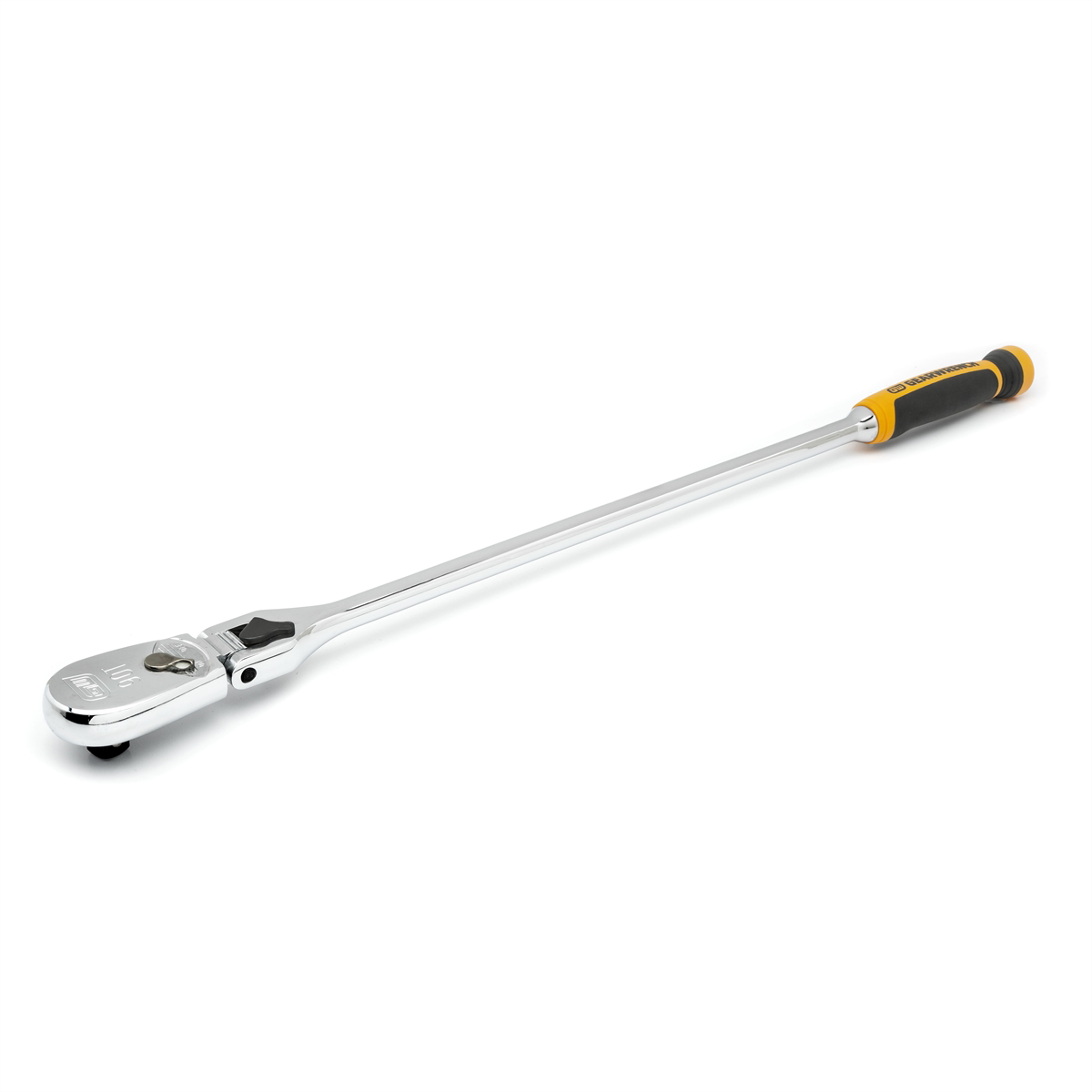 GearWrench 1/2 Inch Drive 90-Tooth Dual Material Locking Flex Head Teardrop Ratchet 24 Inch