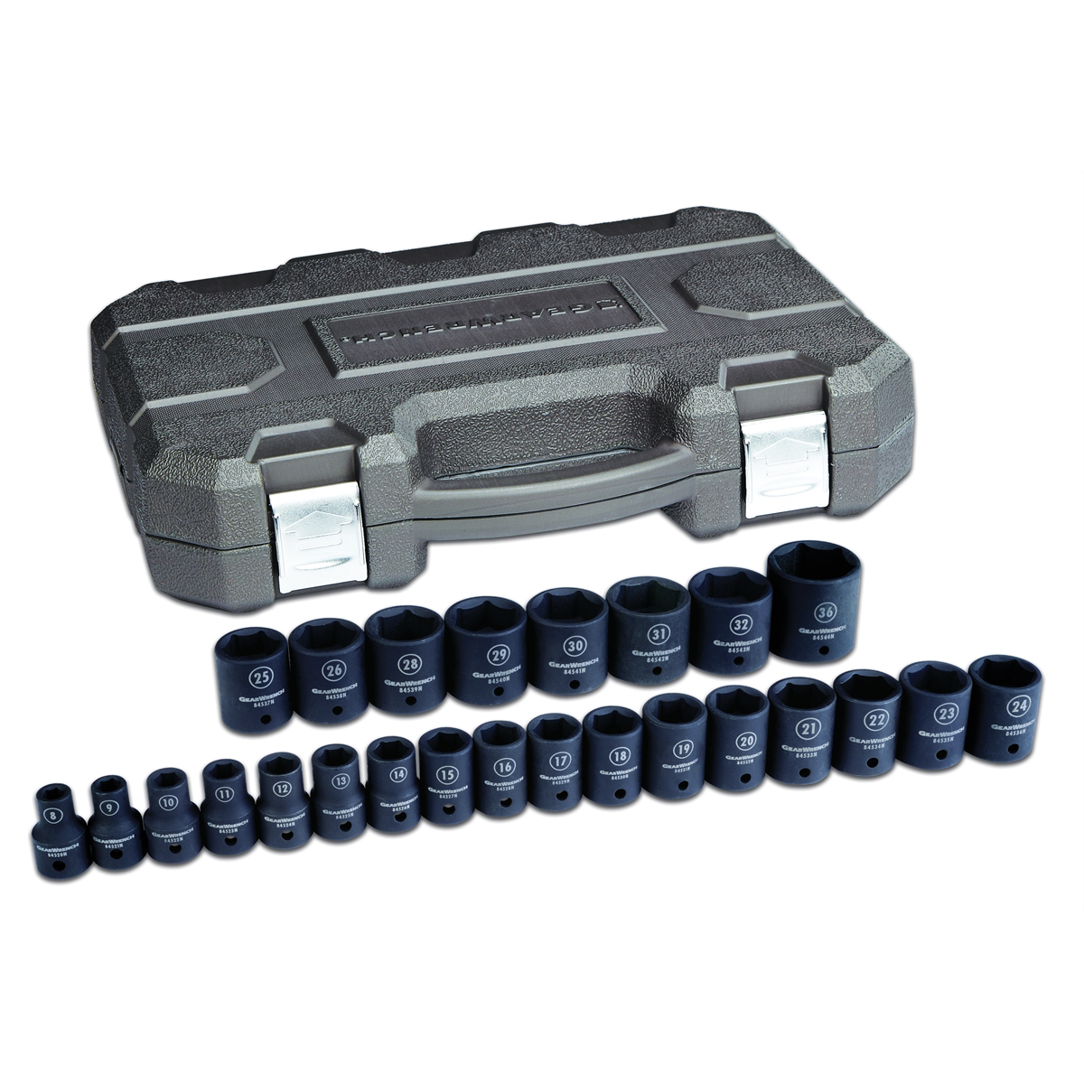 GearWrench 25 Piece 1/2 Inch Drive 6 Point Standard Impact Metric Socket Set