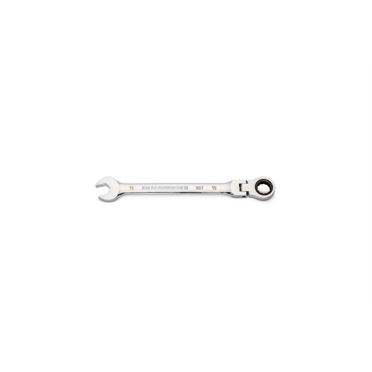 GearWrench 15mm 90-Tooth 12 Point Flex Head Ratcheting Combination Wrench