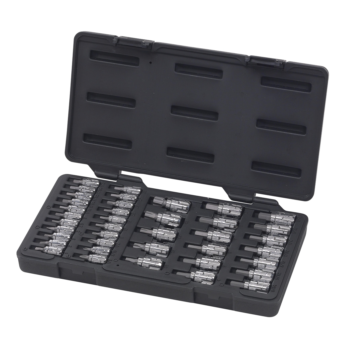 GearWrench 39 Piece 1/4 Inch & 3/8 Inch Drive Pass-Thru Standard Hex/Slotted/Phillips/Torx Bit SAE/Metric Socket Set