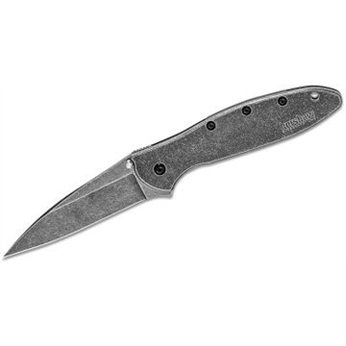 Kershaw Leek Assisted Open Frame Lock Drop Point Blade EDC Folding Pocket Knife with BlackWash Finish - Blackwash