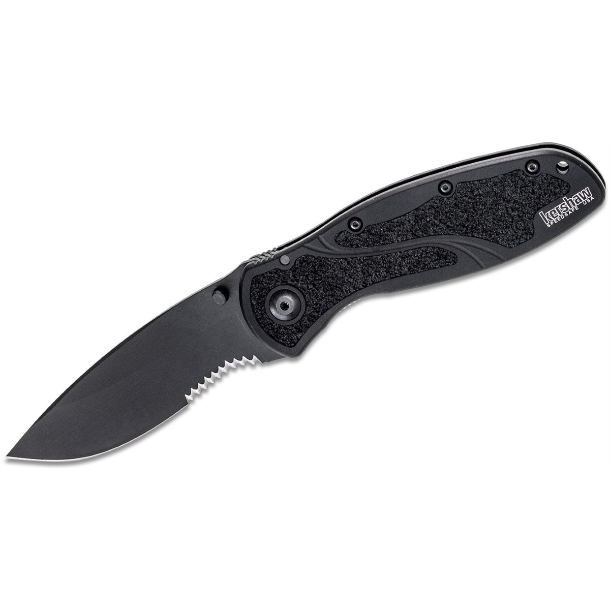 Kershaw Blur-Serrated Assisted Open Inset Liner Lock Do-it-All Blade EDC Folding Pocket Knife - Black