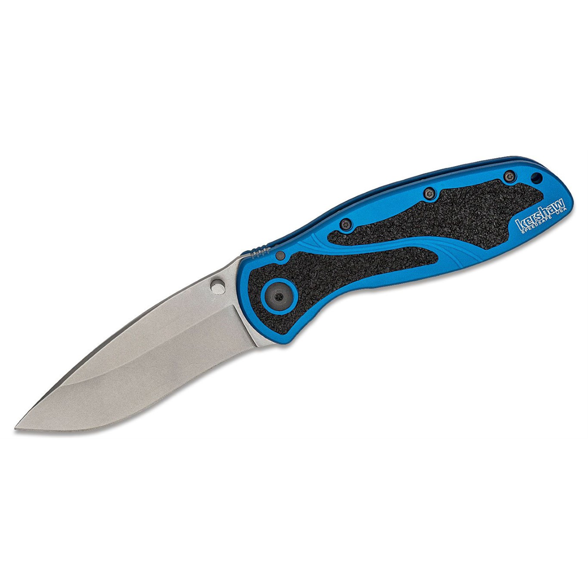 Kershaw Blur Assisted Open Inset Liner Lock Do-it-All Blade EDC Folding Pocket Knife with Stonewashed Finish - Navy/Black