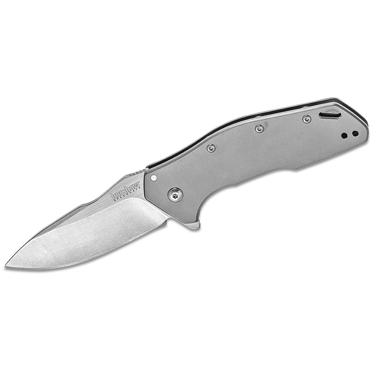 Kershaw Eris Assisted Open Frame Lock Drop Point Blade EDC Folding Pocket Knife with Stonewashed Finish - Gray