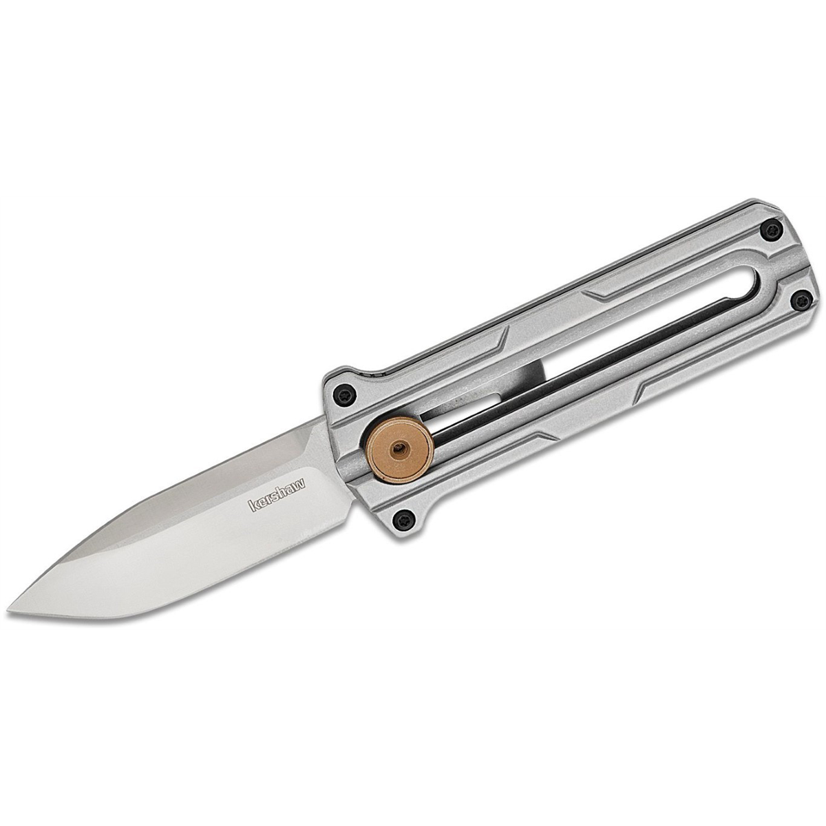 Kershaw Cybernet Manual Open Sliding Button Lock Spear Point Blade EDC Pocket Knife - Gray