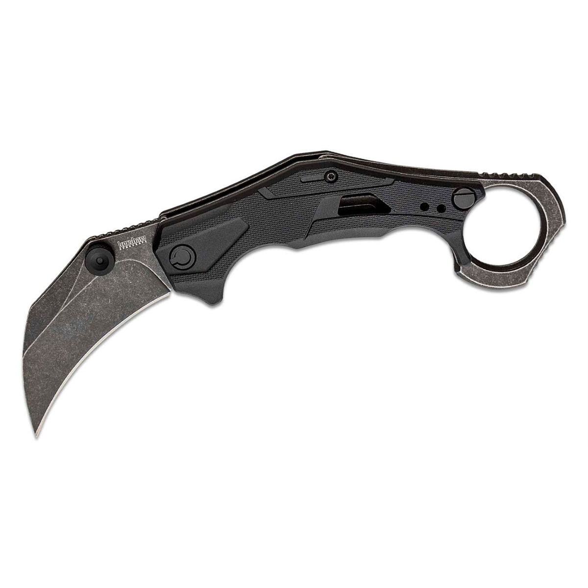 Kershaw Outlier Assisted Open Liner Lock Hawkbill Blade Folding Karambit Knife with BlackWash Finish - Gray