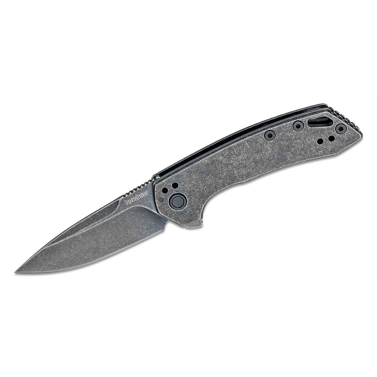 Kershaw Radar Assisted Open Frame Lock Drop Point Blade EDC Folding Pocket Knife with Blackwash Finish - BlackWash