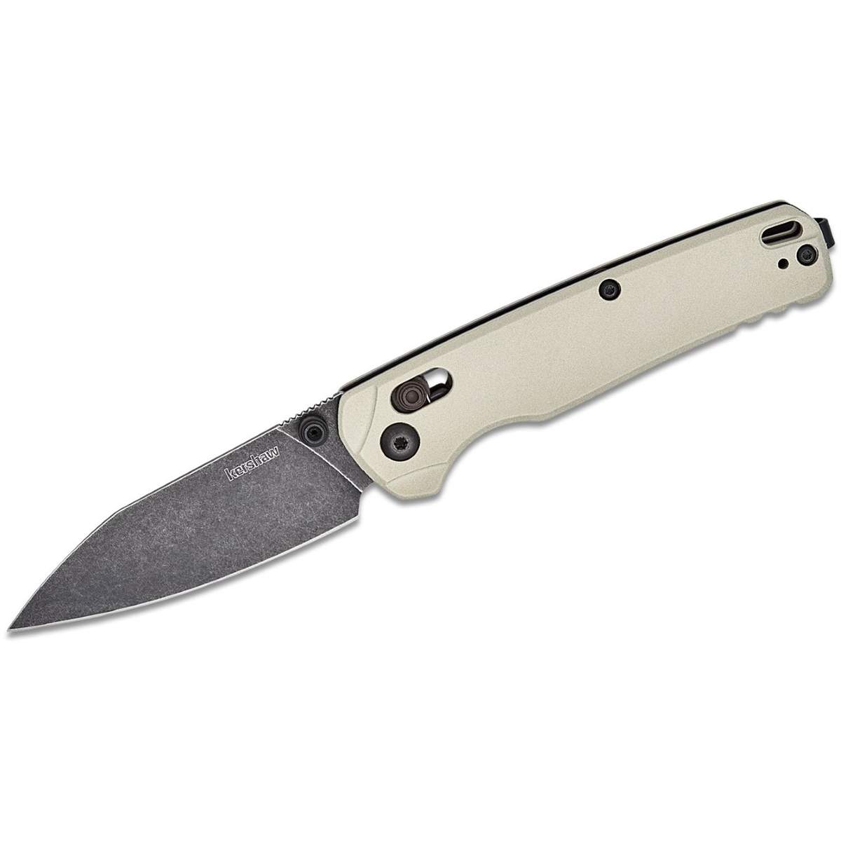 Kershaw Bel Air Manual Open DuraLock MagnaCut Reverse Tanto Blade EDC Folding Pocket Knife with BlackWash Finish - Bright Nickel