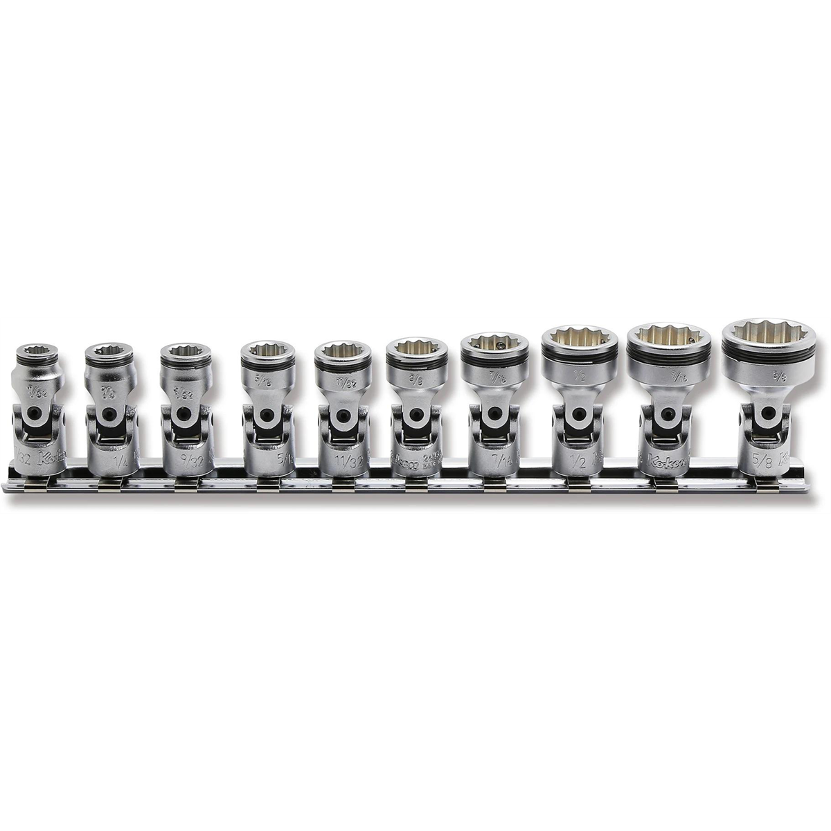 Ko-ken USA 1/4" Sq. Drive SAE Universal 12-Point NUT GRIP® 10 Piece Socket Set