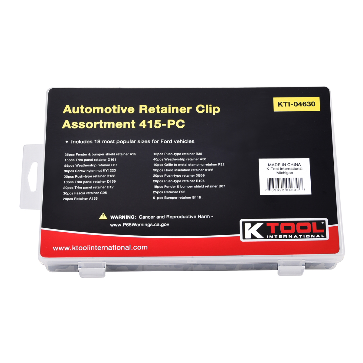 K Tool International Automotive Retainer Clip Assortment 415pc