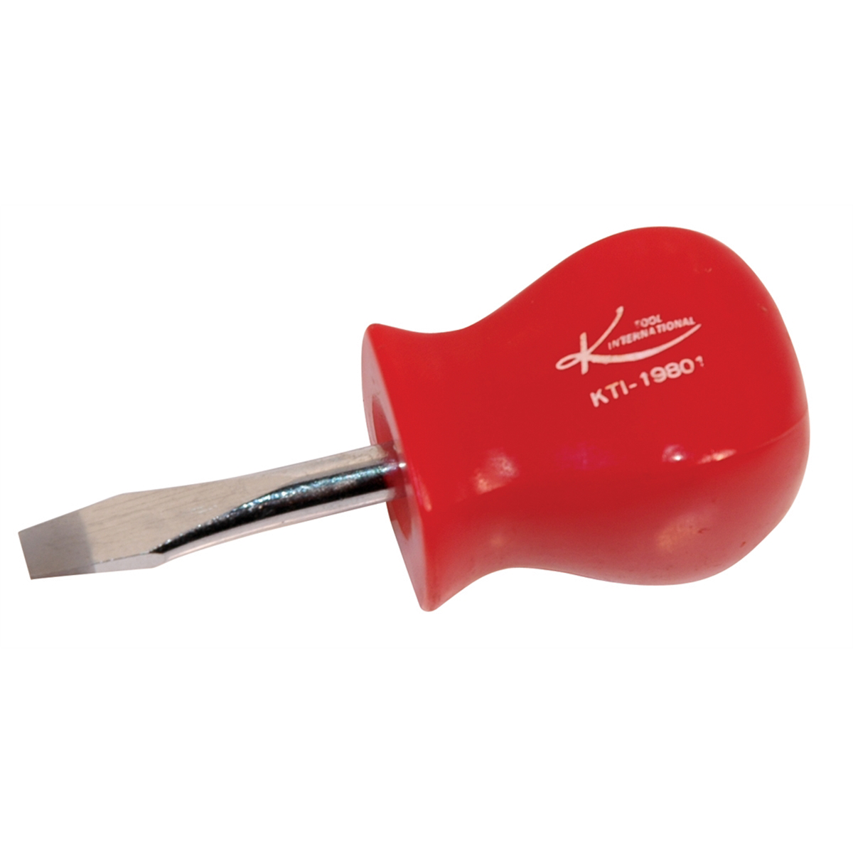 K Tool International Stubby Slotted Screwdriver with Red Square Handle