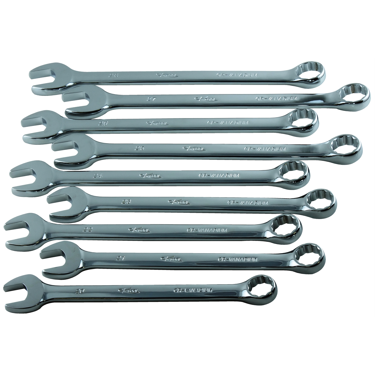 K Tool International Wrench Set 9 Piece Combination Hi Polish Metric