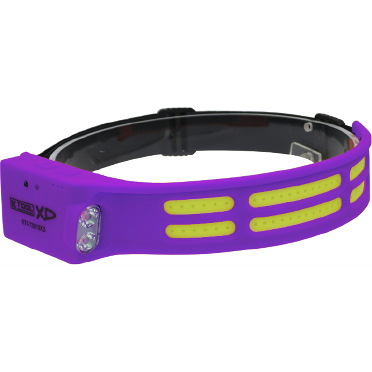 K Tool International Headlight 600 Lumen COB Flexible with Motion Sensor and Side Flashlight Purple