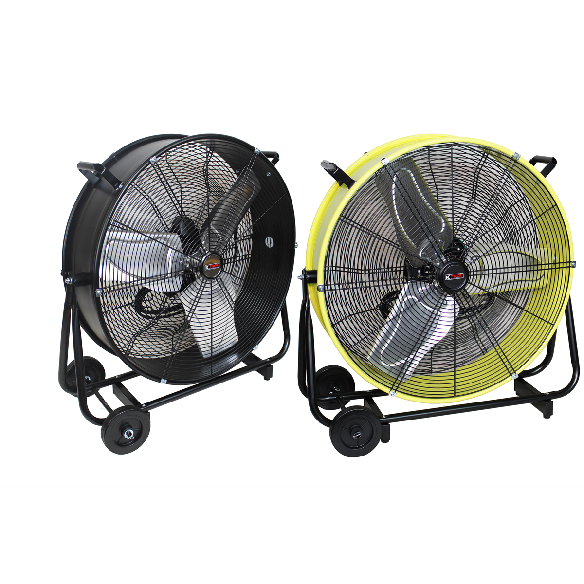 K Tool International 2 PACK Drum Fan 24 Inch Direct Drive Industrial Tilting