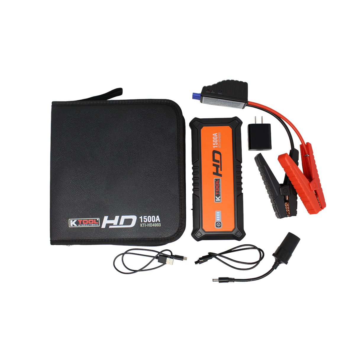 K Tool International Compact Jump Starter for Gasoline and Diesel Engines 1500 amp, 12-volt, 24,000mAh