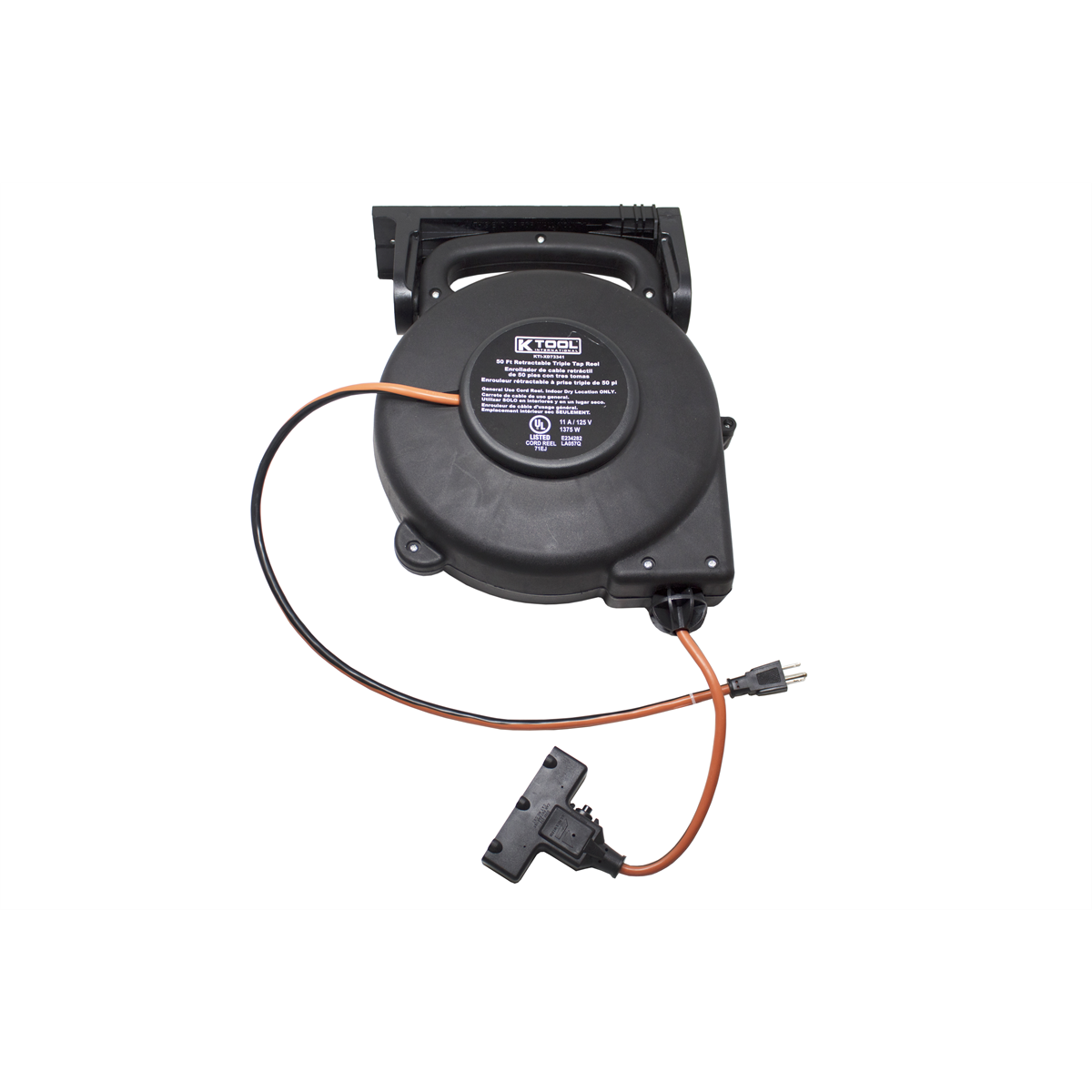 K Tool International 50 ft Retractable Triple Tap Reel