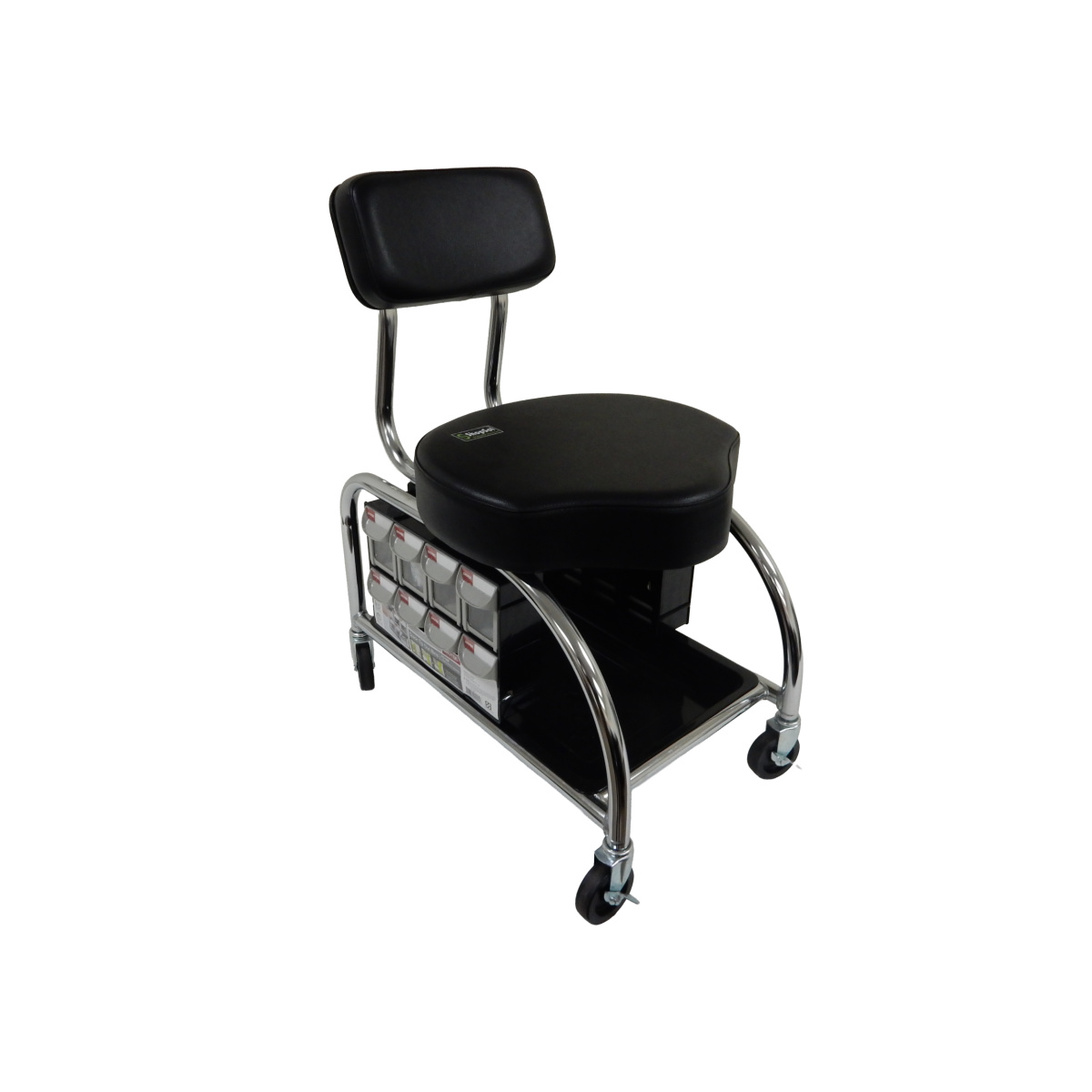 ShopSol Heavy Duty 450 Pound Capacity Tool Trolley with Backrest and 16 Flip-Out Small Parts Storage Bins