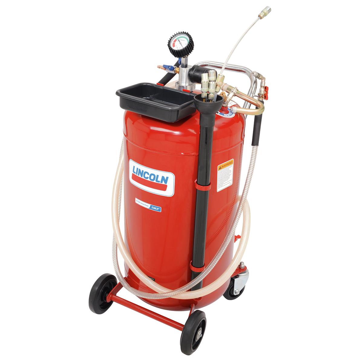 Lincoln Lubrication Pneumatic Air Operated Red Portable Used Fluid Evacuator, 25 Gallon